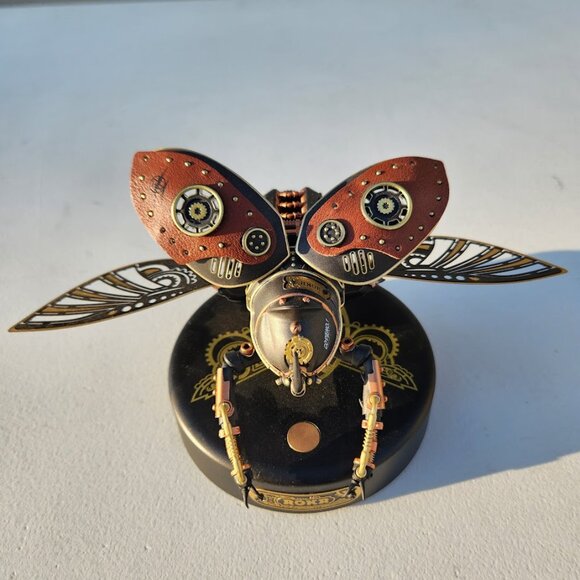 New Electric Insect Metal Desk Decor Toy Rhinoceros Beetle Flapping Wings Steam - Picture 3 of 15